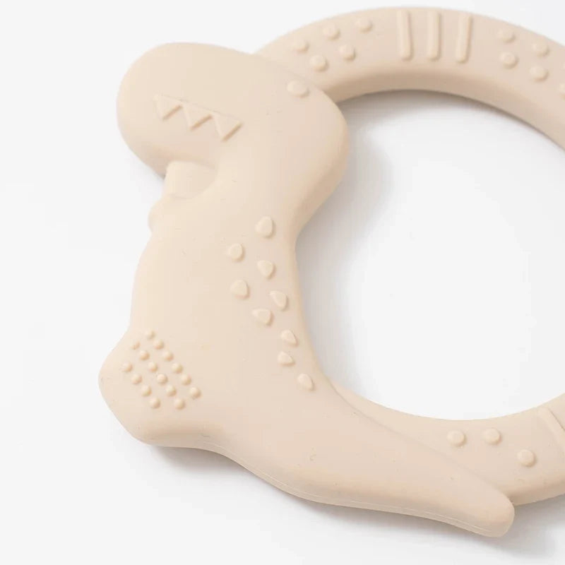 BPA Free Silicone Dinosaur Teether - Baby Molar Stick Chew Toy for Toddlers Infant Teething Relief