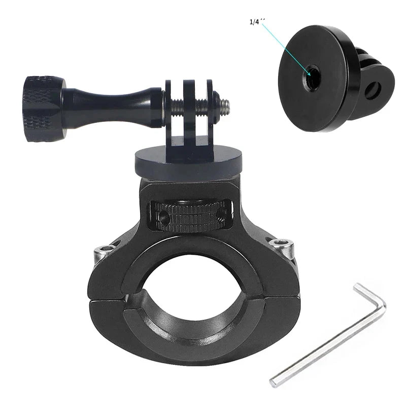 Aluminum Alloy Bike & Motorcycle Handlebar Mount – Action Camera Holder for GoPro 13/12/11/10/9/8, Insta360, DJI Osmo & SJCAM