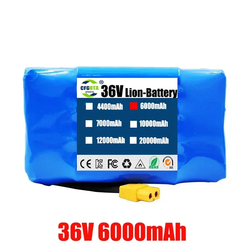 Genuine 36V 12Ah 10S2P Lithium-Ion Battery Pack — Rechargeable Battery for Electric Scooter, Hoverboard & Unicycle