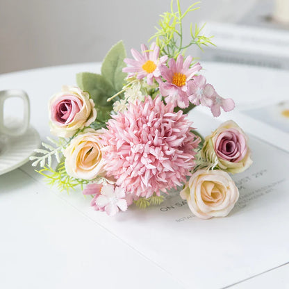 7-Piece Chamomile Faux Flower Arrangement — Flowerpot Ornament & Wedding Accessory
