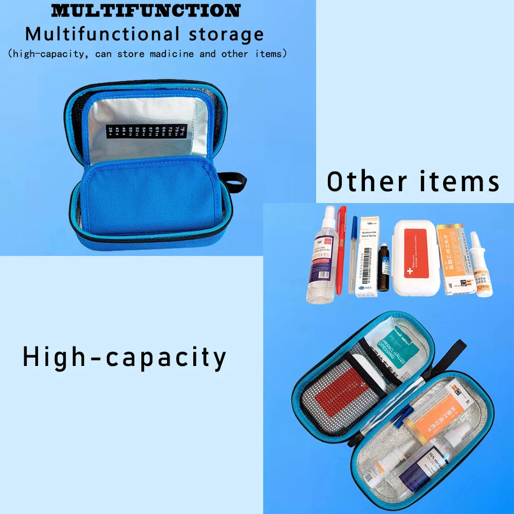 Medical Cooler Travel Pouch with 4 Ice Packs – EVA Insulin Pen Case & Drug Freezer Box for Diabetes Cooling Storage