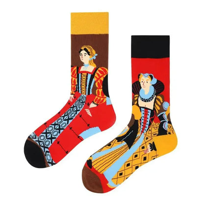 WY_New Asymmetrical Couples Mandarin Ducks Cotton Socks – Fashion Sports Colorful Medium & High Sleeve Unisex Crew Socks, Trendy Couple Gift Socks