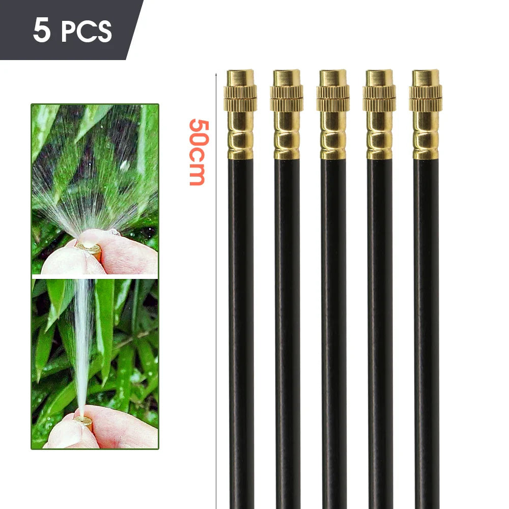 3/8" Misting Cooling System Kit – 360° 0.6mm Nozzle Atomizer with PE Tubing & 80 Mesh Filter for Garden Irrigation Watering