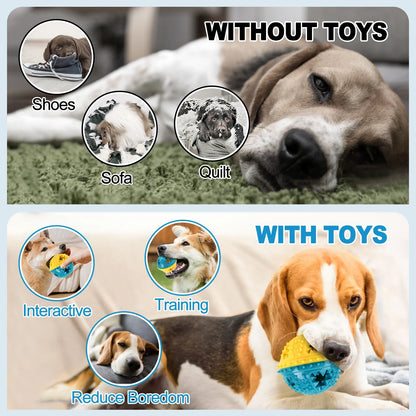 Dog Chew Sound Ball Toys - Interactive Treat Dispensing Teeth Cleaning & Training Pet Toy