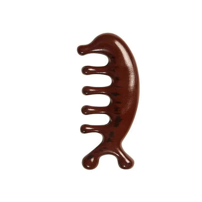 Meridian Massage Comb – Five-Tooth Handleless Sandalwood Scalp & Acupuncture Comb for Blood Circulation