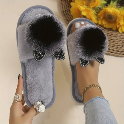 Women’s Rabbit-Shaped Plush Slippers – Comfortable Anti-Slip Home Shoes for Spring & Autumn