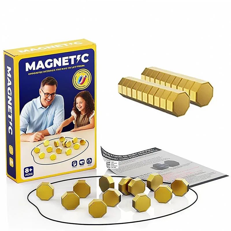 Magnetic Stones Party Strategy Game – Interactive Magnet Board Game for Family, Kids & Adults, High-Quality Portable Magnetic Game Set (3.4cm Pieces)