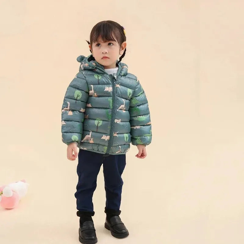 Baby Lightweight Hooded Down Jacket – Warm Zipper Coat for Boys & Girls (0-5 Years), Winter Outerwear Gift