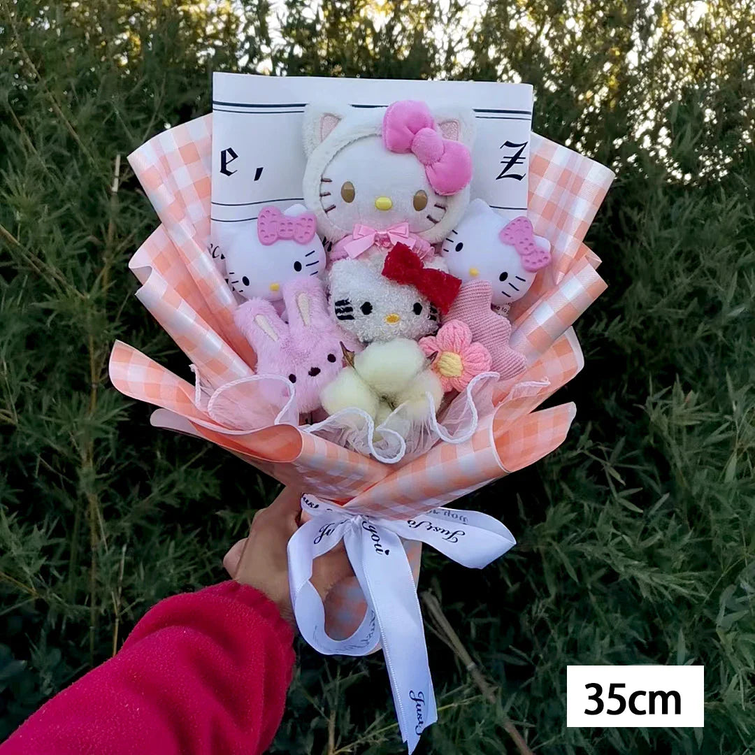 Hello Kitty Plush Bouquet — Anime Rose Soap Flowers for Wedding & Home Decor