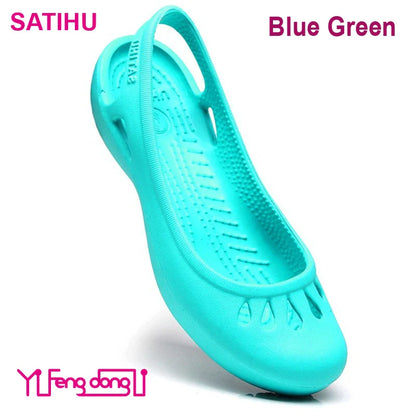Certified Satihu Summer Lightweight Anti-Slip Clogs for Women - Flat Bottom Sandals, Nurse, Outdoor, Beach Jelly Shoes