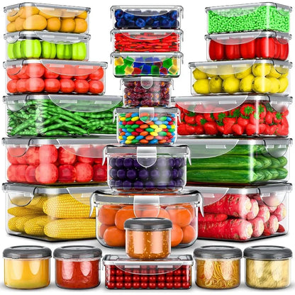 50PCS Large Airtight Food Storage Containers with Lids — Stackable BPA-Free Kitchen Set, 85oz to Small Sizes, Total 526oz