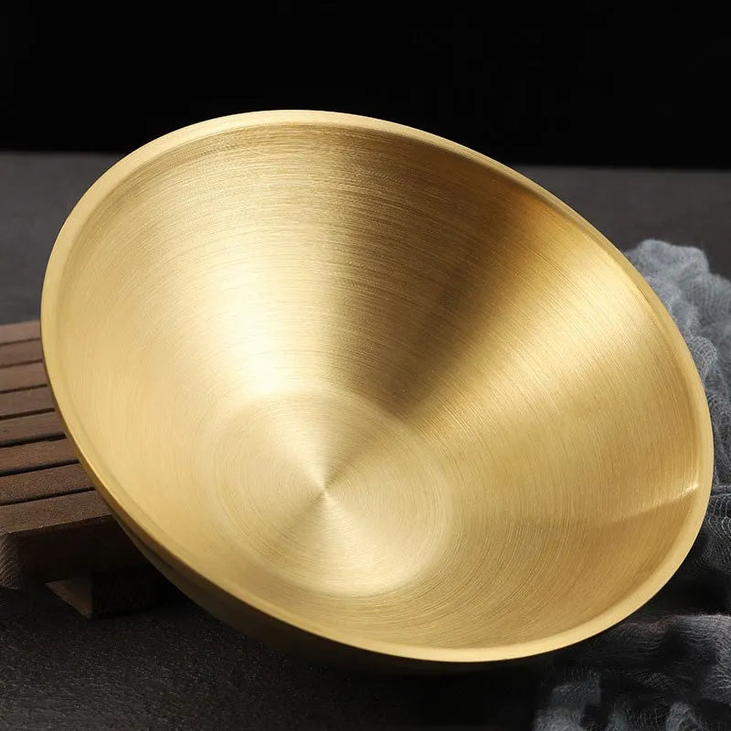 Golden 304 Stainless Steel Ramen Bowl - Large Rice, Salad, Noodle, and Soup Serving Dish for Home, Restaurant, and Pickled Cabbage Delights