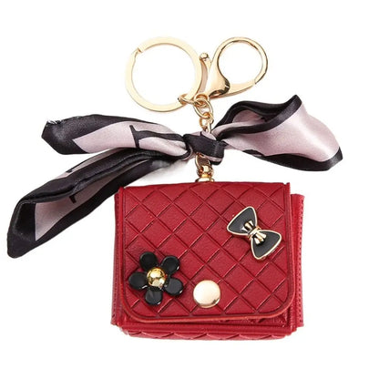 25cm Leather Earphone Storage Bag - Mini Keychain Pendant Bluetooth Headset Case Cover