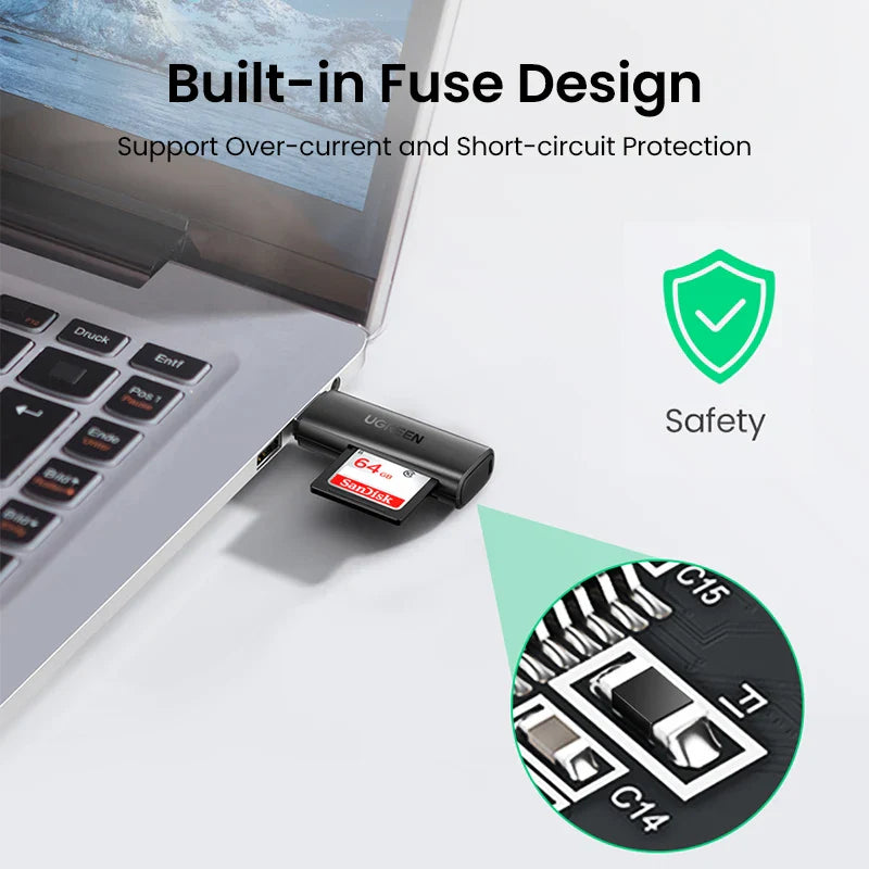 UGREEN USB 3.0 Card Reader – SD/Micro SD/TF Memory Card Adapter for PC & Laptop Accessories