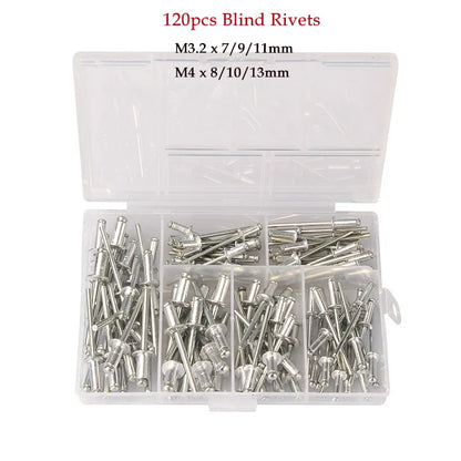 Heavy Duty Hand Riveter Gun Kit – 60/120/200/380pcs Blind Rivet Set with Pliers for Automotive & Home DIY Projects