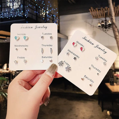 New S925 Silver Needle Stud Earrings Set – Simple & Cute Mini Earrings for Women & Girls, Exquisite Jewelry Gift