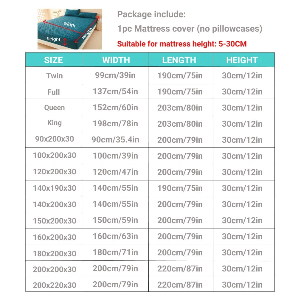 3D Air Fabric Mattress Protector - Waterproof Breathable Fitted Bed Cover with Soft Thick Cushion Layer