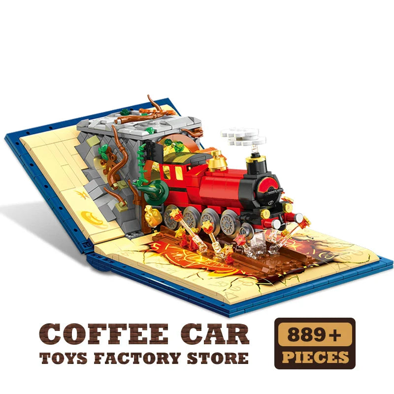 LED Magic Train Building Block Set – 3D Locomotive & Station MOC Puzzle Toy DIY Gift for Kids & Adults