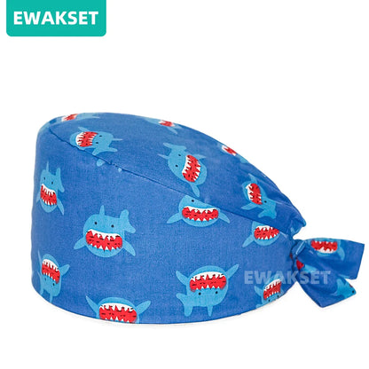 Unisex Soft Scrub Cap – Cartoon Print Surgical Hat for Men and Women, Operating Room Nursing Accessories