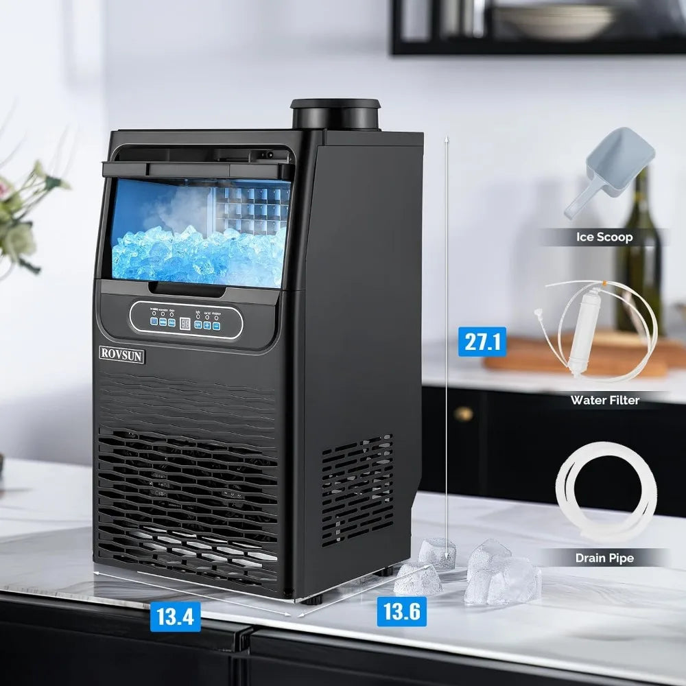 70LB/24H Ice Maker – Dual Water Inlets, Reservation Function, 11LB Storage Bin, Freestanding Ice Machine