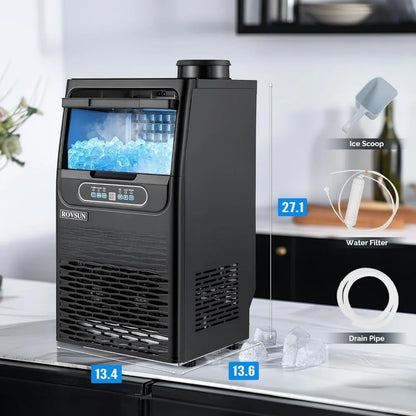 70LB/24H Ice Maker – Dual Water Inlets, Reservation Function, 11LB Storage Bin, Freestanding Ice Machine