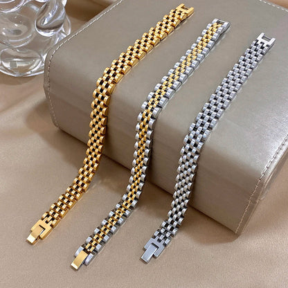 Greatera Five-Layer 10mm Beaded Bracelet – Two-Tone Stainless Steel Watch Chain Bangle Jewelry for Men & Women