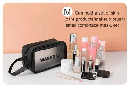 Waterproof PVC Travel Toiletry Bag – Transparent Zipper Makeup Organizer Case for Women