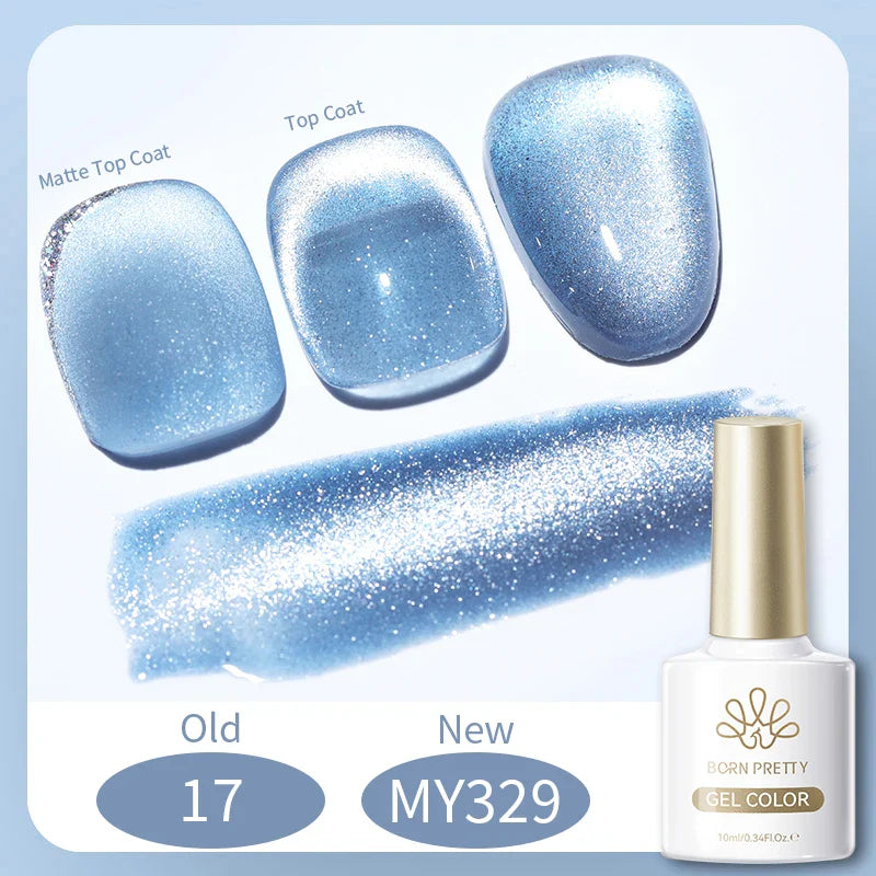 BORN PRETTY Cat Magnetic Gel Nail Polish 117 Colors 10ml Full Coverage Semi-Permanent Soak-Off Nail Varnish for Salon Manicure Glitter Cat Eye Nails