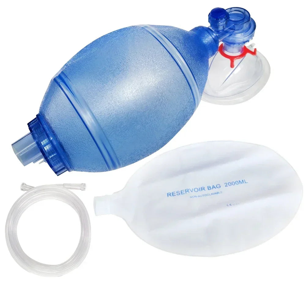 PVC Self-Help Respirator Training Bag Valve Mask – Adult, Child & Infant AED Training Tool with Carry Case
