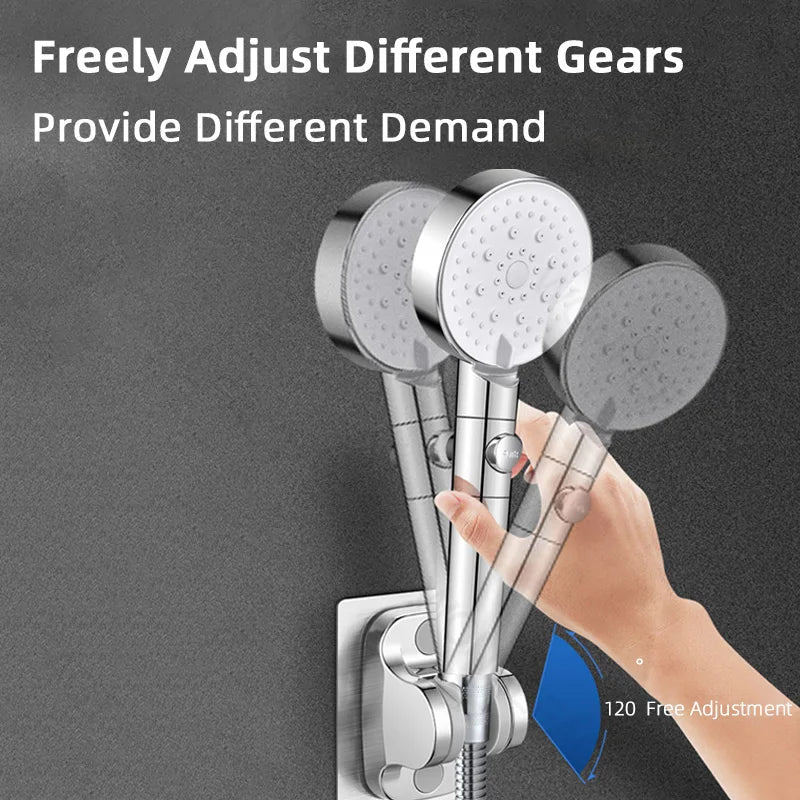 Universal No-Drill Adjustable Shower Head Holder – Wall-Mounted Bracket with Stable Rotation for Bathroom Accessories