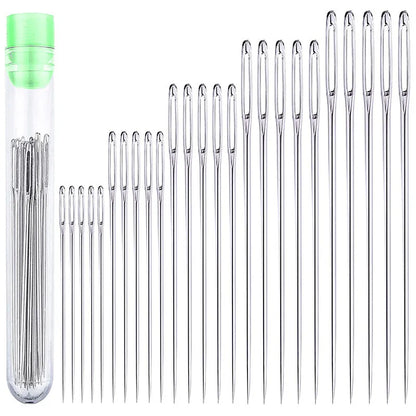 Large Eye Sewing Needles Set – Stainless Steel Hand Stitching & Leather Craft Needles for Knitting, Embroidery & DIY Sewing Tools