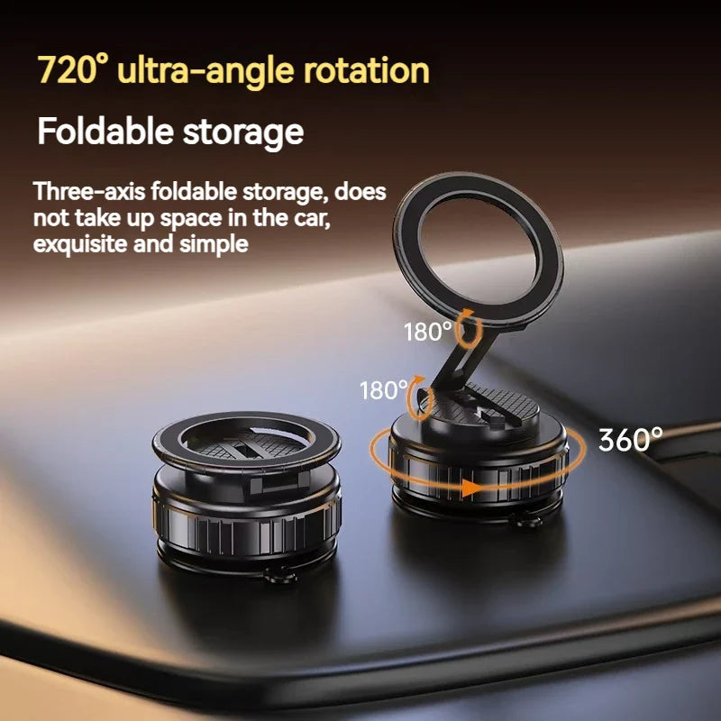 Universal Metal Magnetic Car Phone Holder – Adjustable Vacuum Suction Stand for Mirror, Gym, Bath & Home Use