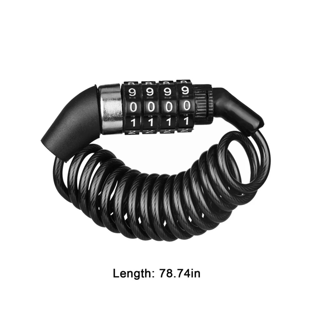 Durable 4-Digit Combination Helmet Lock Chain - Anti-Theft Bike & Motorcycle Cable Lock, Portable Stitch Motor Part