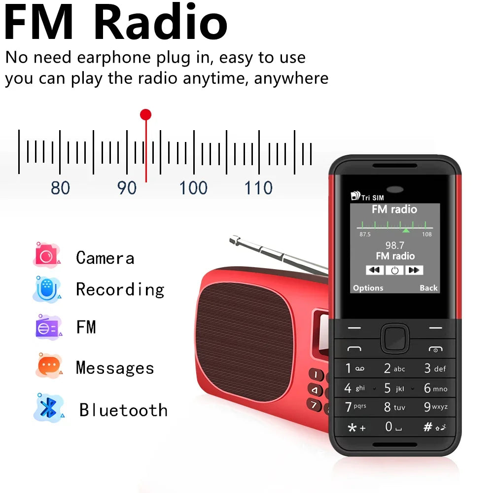 SERVO BM5310 Mini Mobile Phone — 3 SIM Card, 3-Standby, Auto Call Recorder, Bluetooth, Speed Dial & Magic Voice, 1.3" Compact Phone