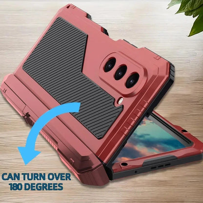 3-Layer Heavy Duty Metal Case for Samsung Galaxy Z Fold 6/5/4 – Shockproof Aluminum & Silicone Cover with Stand and Screen Film