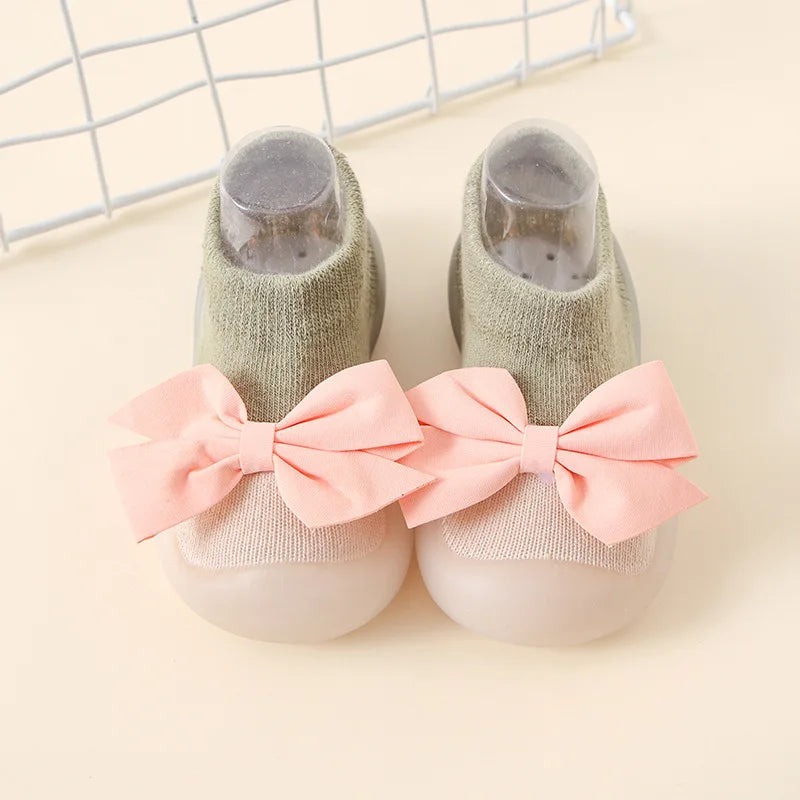 Newborn Baby Shoes — Embroidered Nonslip Socks & Soft Rubber Sole Booties for Boys & Girls