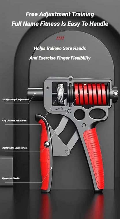 5–165kg Adjustable Hand Grip Strengthener — Heavy-Duty Forearm & Finger Expander (Steel Spring)