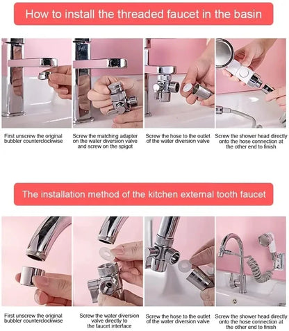 New Faucet Extender & External Shower Head Set – Bathroom Faucet Adapter Attachment for Washbasin