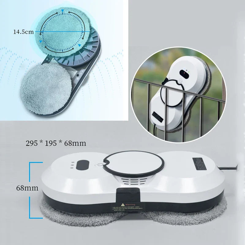 High-Suction 5600PA Window Cleaning Robot with Electric Spray and Fall Prevention - Remote Controlled