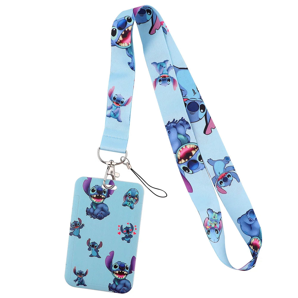 Cartoon Stitch Credential Holder Lanyard – Cute Neck Strap for Keychain, Pass & Credit Card Holder Accessories