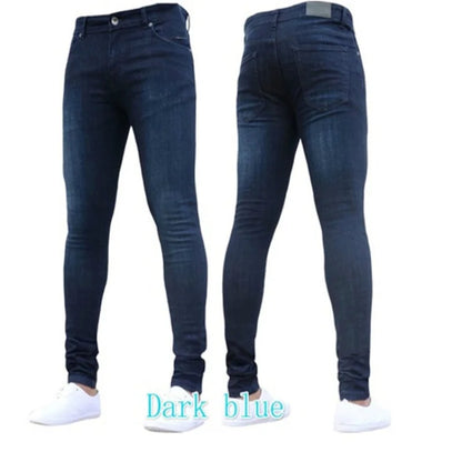 Men’s Retro Washed Stretch Denim Jeans – Slim Fit Zipper Casual Skinny Pencil Pants, Plus Size