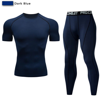 2-Piece Men’s Compression Sportswear Set — Gym, Yoga, Workout & Jogging Tracksuit