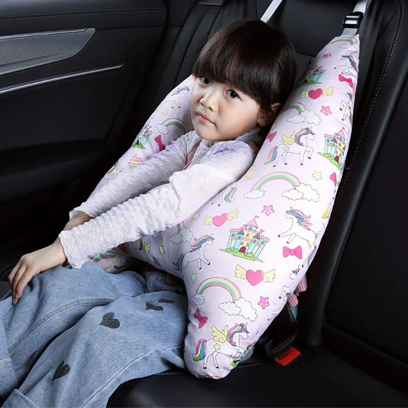 Cute Animal Pattern Kid Neck Head Support - U-Shape Children's Travel Pillow Cushion for Car Seat, Safety Neck Pillow for Kids