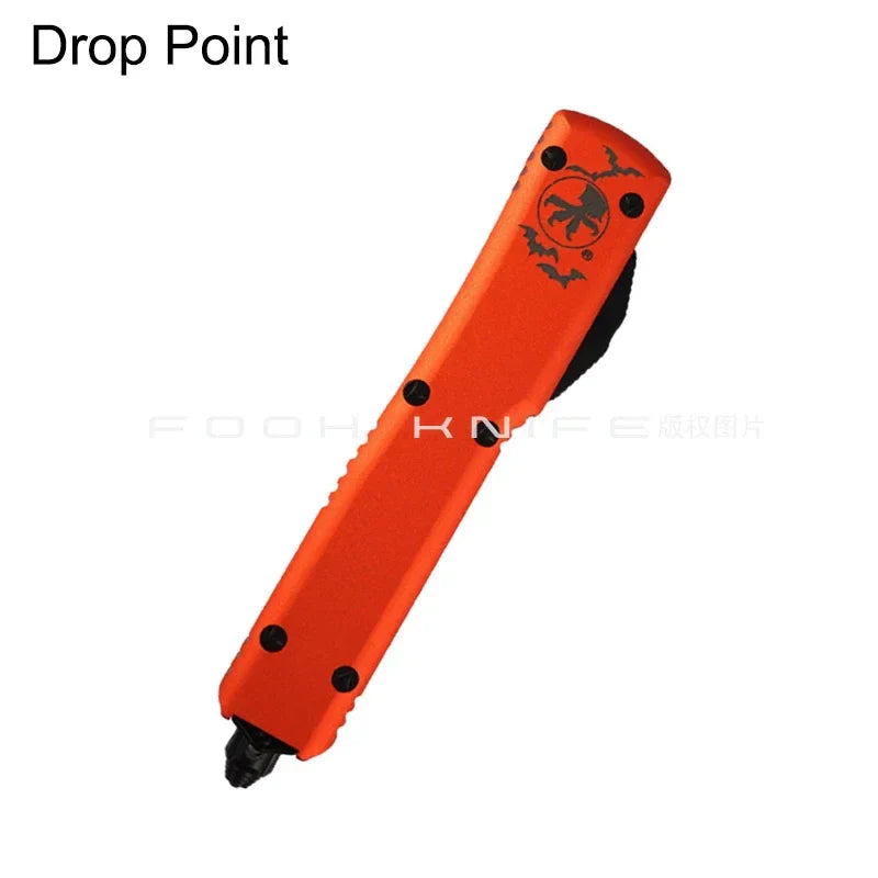 FOOH Knife Studio Halloween UltraTech Micro EDC Tool – Tactical D2 Steel with CNC Aluminum Orange Handle Comb