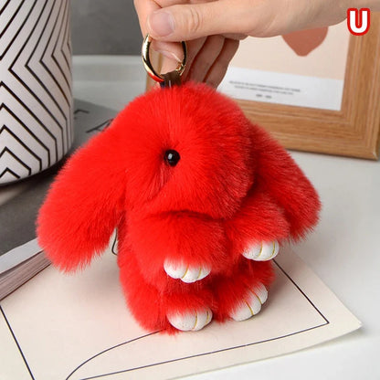 15cm Rabbit Fur Keychain - Soft Bag & Car Pendant Charm for Women, Jewelry Accessory Gift