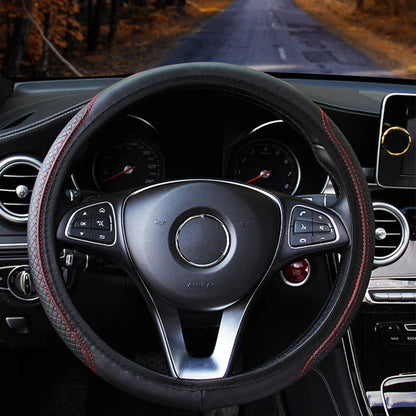 Universal Car Steering Wheel Cover - Microfiber Leather, Anti-Slip & Breathable, Fits 37-39cm Steering Wheels