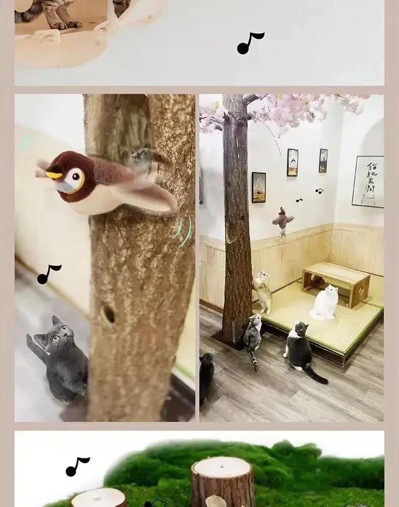 Interactive Cat Toy – Rechargeable Electric Chirping Bird with Flapping Wings & Catnip, Touch-Activated Plush for Cats