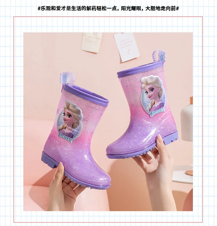 New Children's Rain Shoes – Princess Elsa Cute Non-Slip Rain Boots for Girls