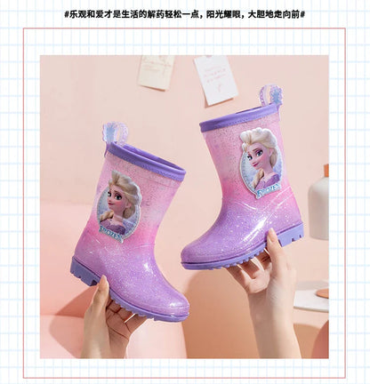 New Children's Rain Shoes – Princess Elsa Cute Non-Slip Rain Boots for Girls