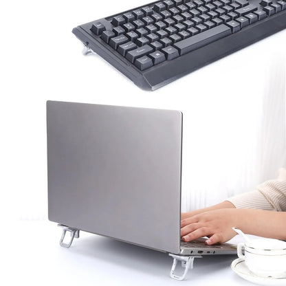 2PCS Mini Foldable Laptop Stand – Portable Adjustable Angle Self-Adhesive Invisible Notebook Riser for Laptop & Keyboard Support